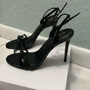 Express black patent stiletto sandals